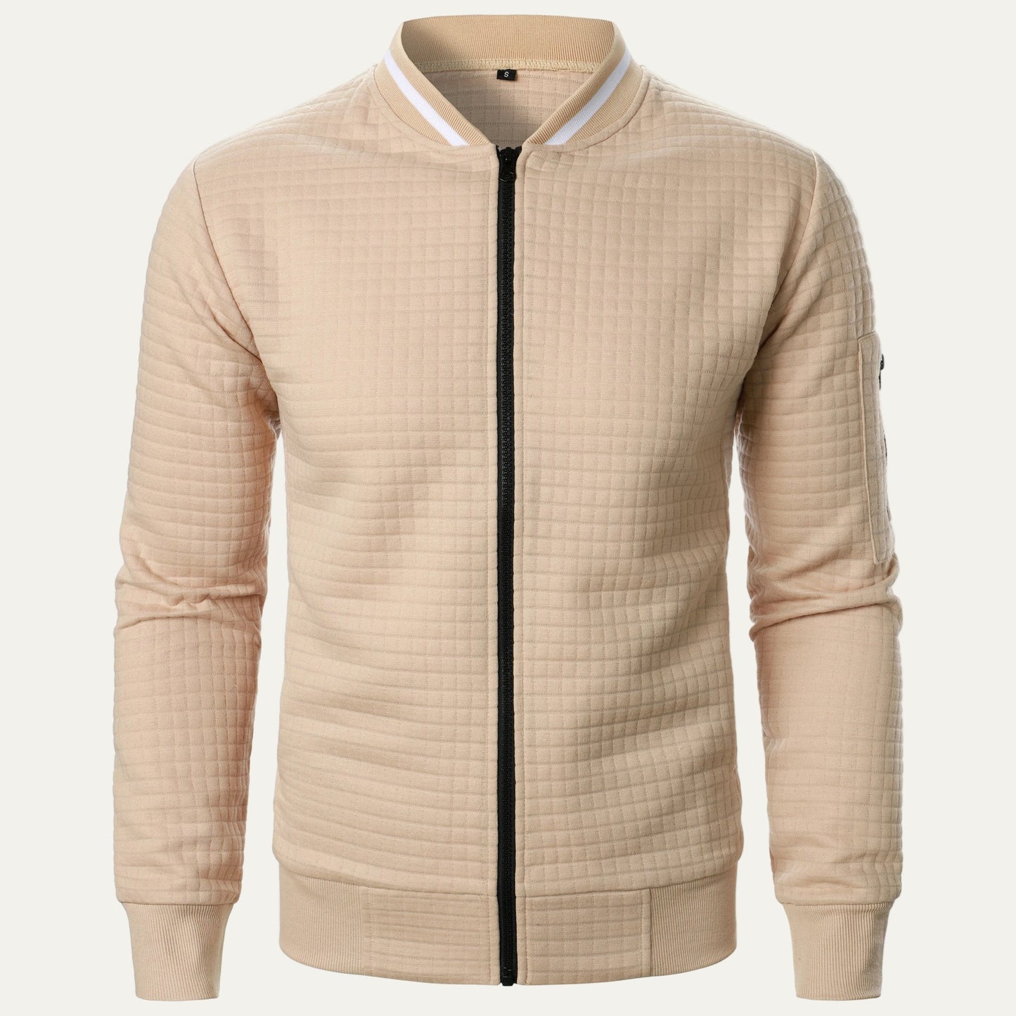 Men’s Quilted Square Pattern Bomber Jacket