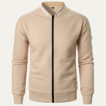 Men’s Quilted Square Pattern Bomber Jacket