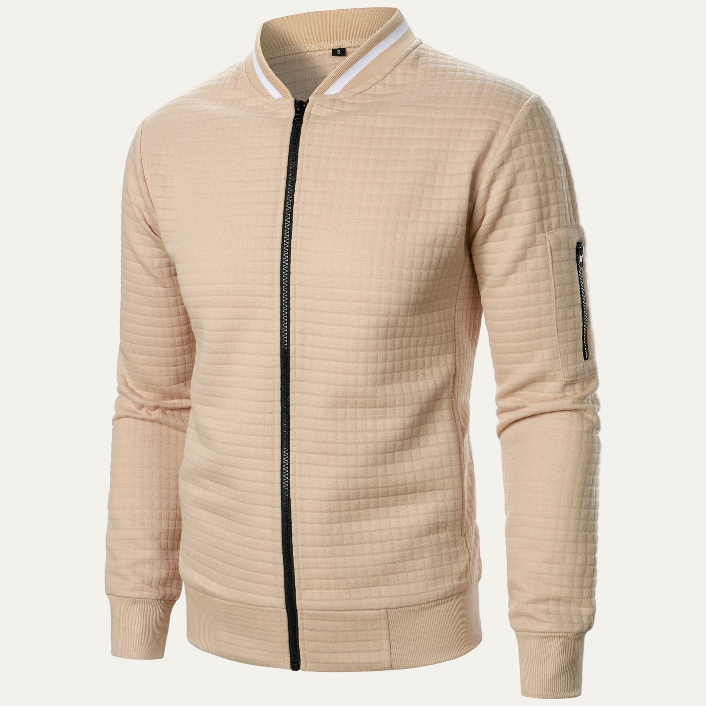 Men’s Quilted Square Pattern Bomber Jacket