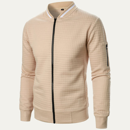 Men’s Quilted Square Pattern Bomber Jacket