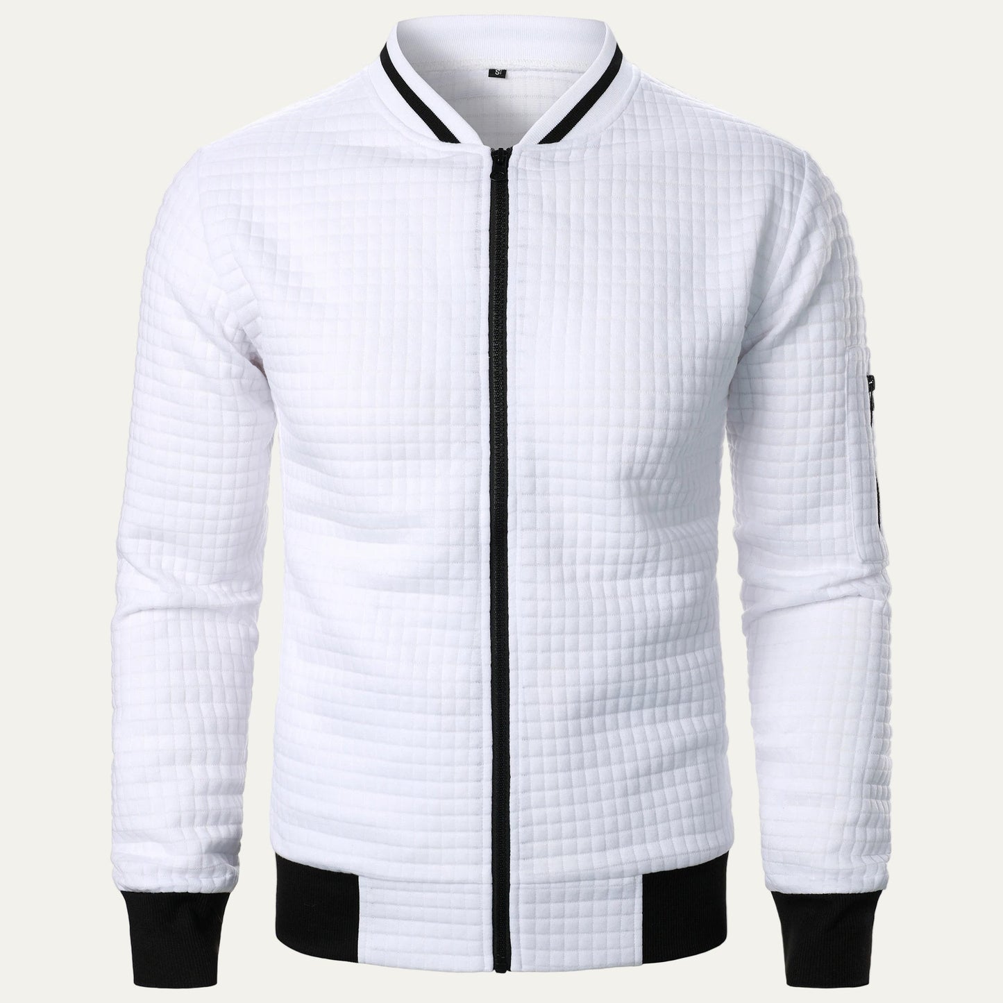 Men’s Quilted Square Pattern Bomber Jacket
