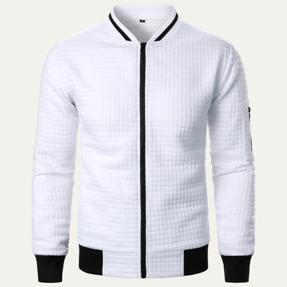 Men’s Quilted Square Pattern Bomber Jacket
