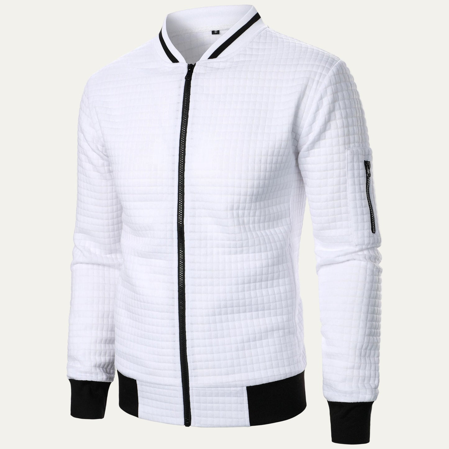 Men’s Quilted Square Pattern Bomber Jacket