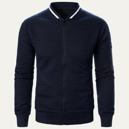 Men’s Quilted Square Pattern Bomber Jacket