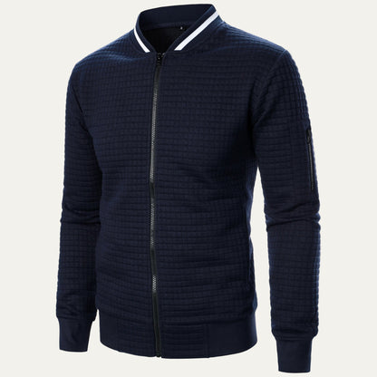Men’s Quilted Square Pattern Bomber Jacket
