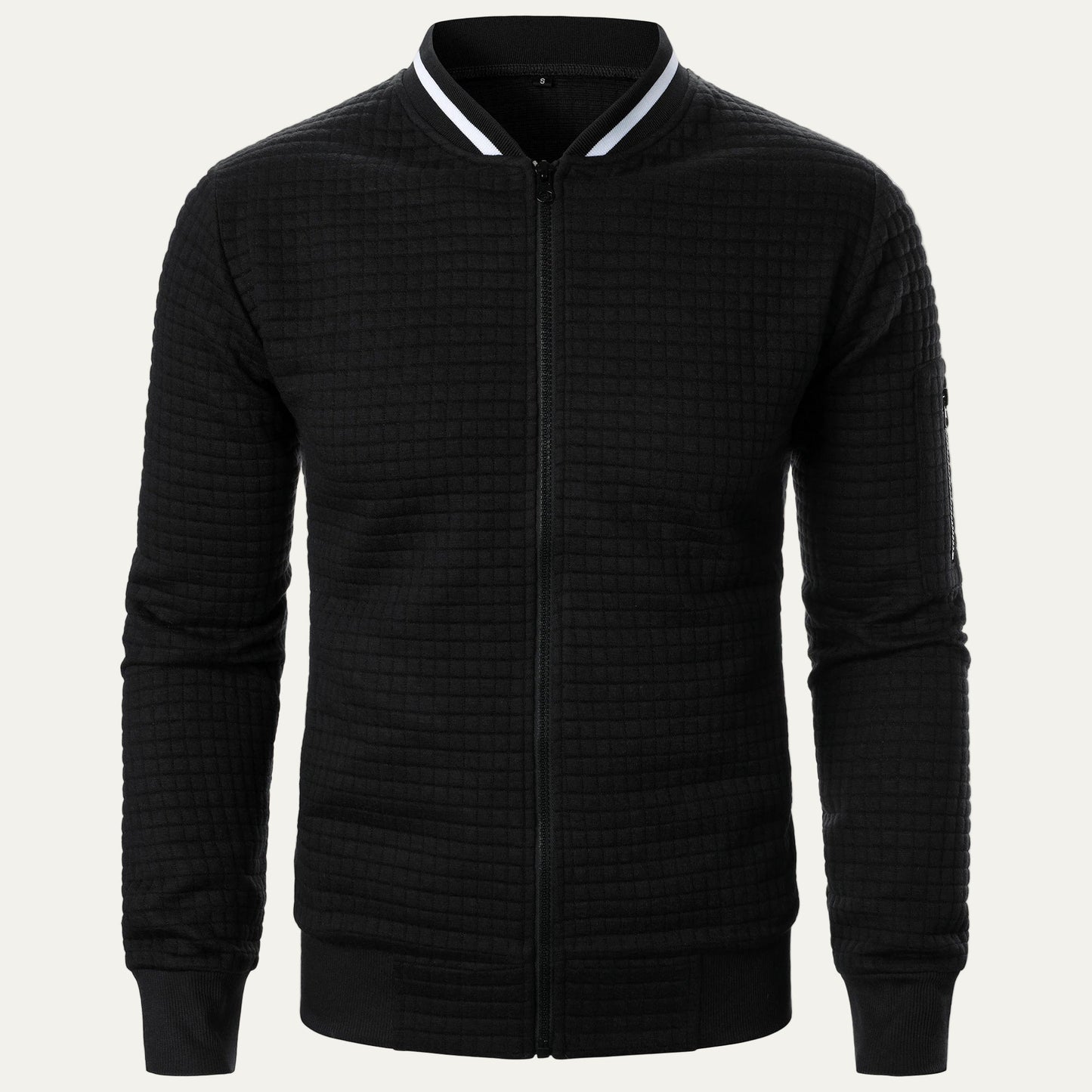 Men’s Quilted Square Pattern Bomber Jacket