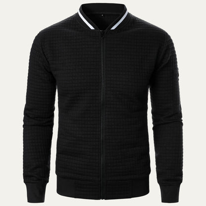 Men’s Quilted Square Pattern Bomber Jacket