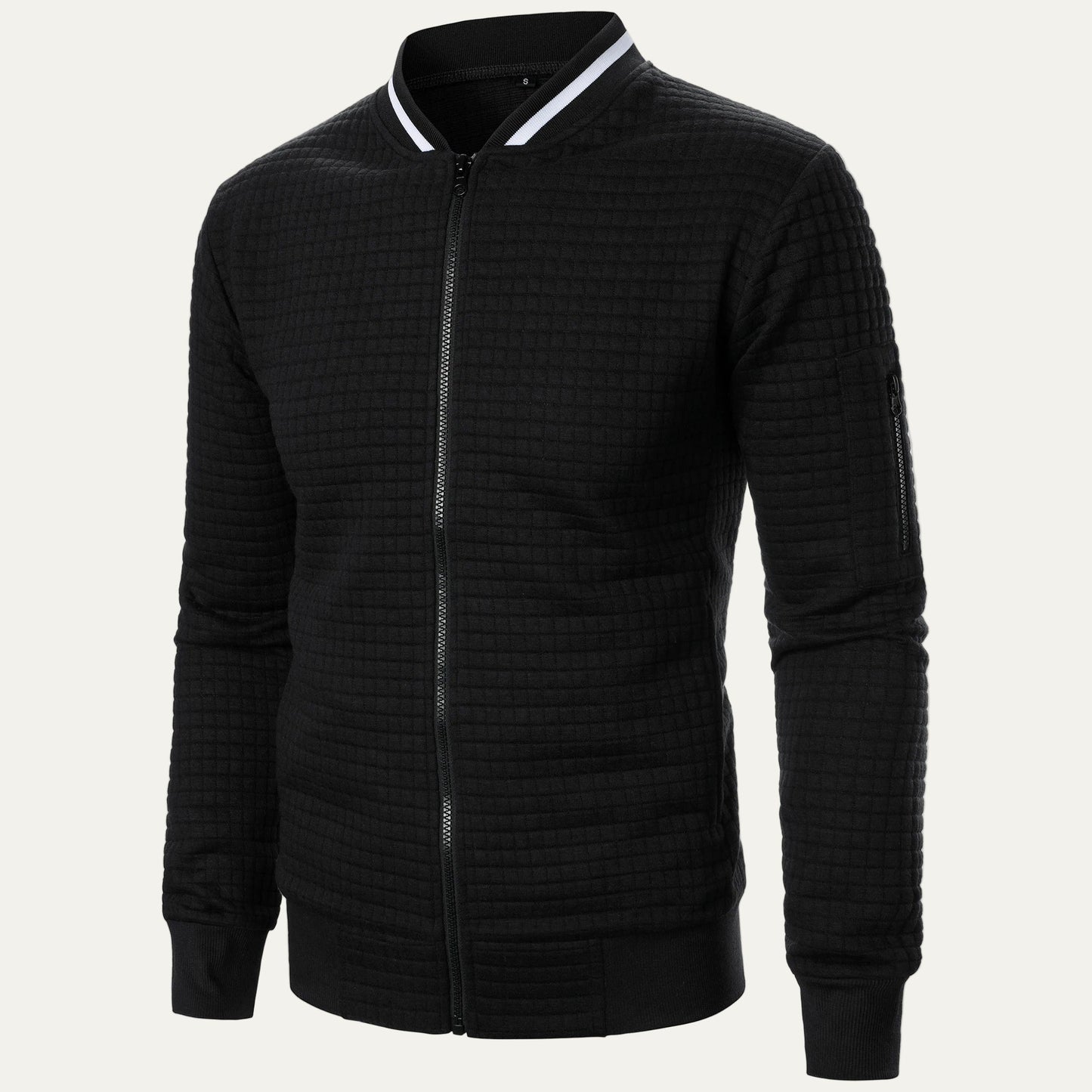 Men’s Quilted Square Pattern Bomber Jacket