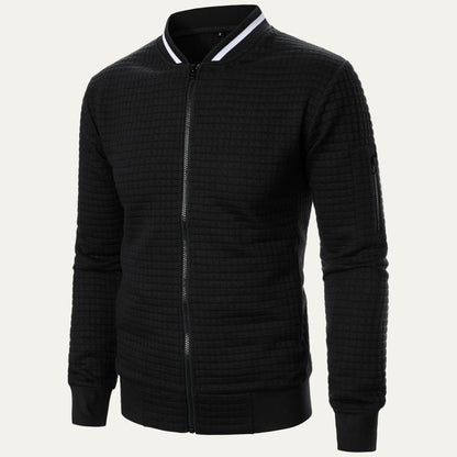 Men’s Quilted Square Pattern Bomber Jacket