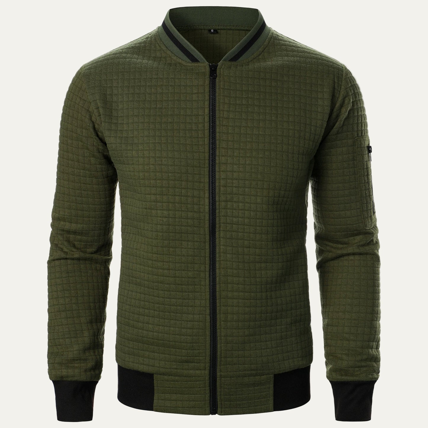 Men’s Quilted Square Pattern Bomber Jacket
