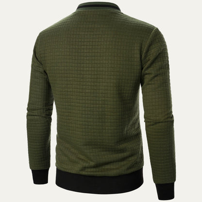 Men’s Quilted Square Pattern Bomber Jacket