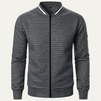 Men’s Quilted Square Pattern Bomber Jacket