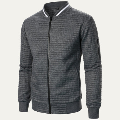 Men’s Quilted Square Pattern Bomber Jacket