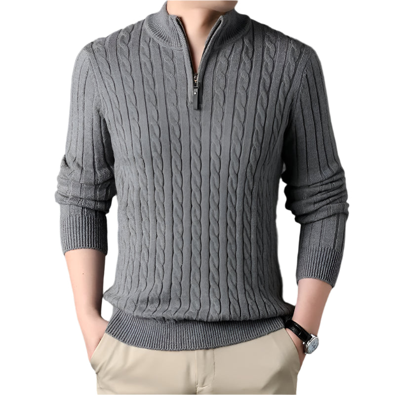 The Wells Cable-knit Quarter Zip Jumper