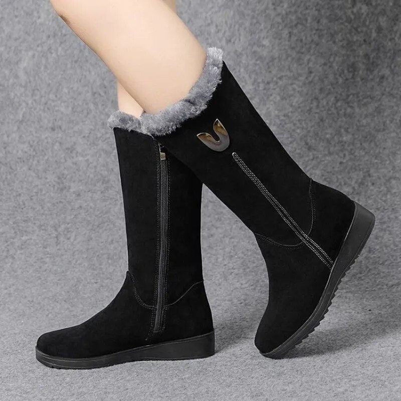 Warm Waterproof Ankle High Winter Boots for Women - BritishElegance