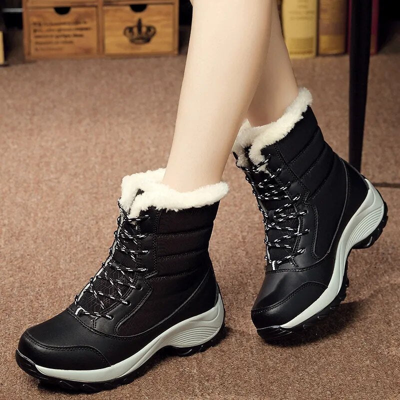 Warm Waterproof Women's Snow Boots for Outdoor Use