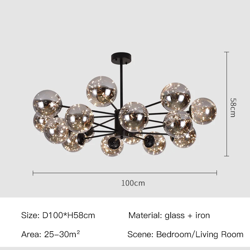 Elegant Glass Pendant Chandelier Lighting Fixture