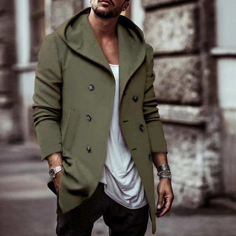 The Bonassola Men’s Double Breasted Hooded Trench Coat