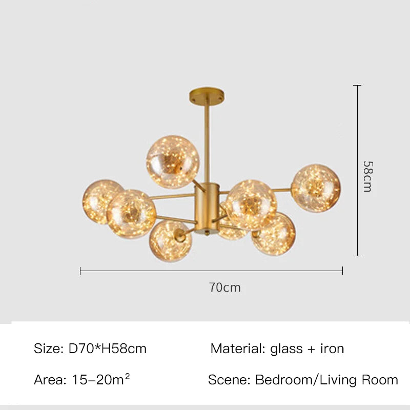 Elegant Glass Pendant Chandelier Lighting Fixture