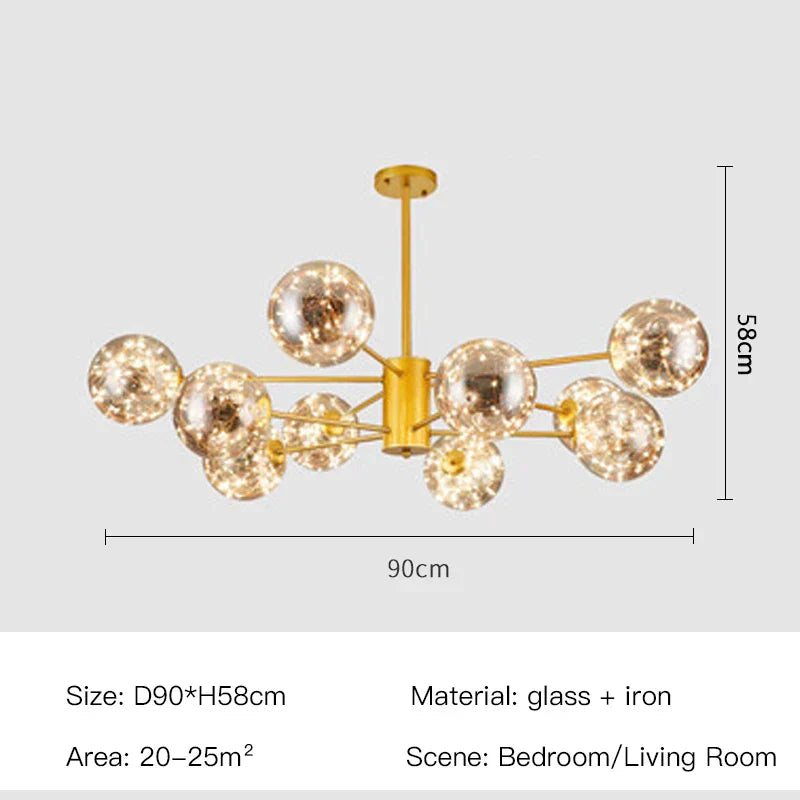 Elegant Glass Pendant Chandelier Lighting Fixture