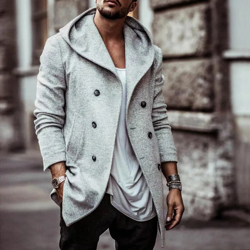 The Bonassola Men’s Double Breasted Hooded Trench Coat