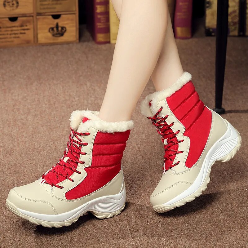 Warm Waterproof Women's Snow Boots for Outdoor Use