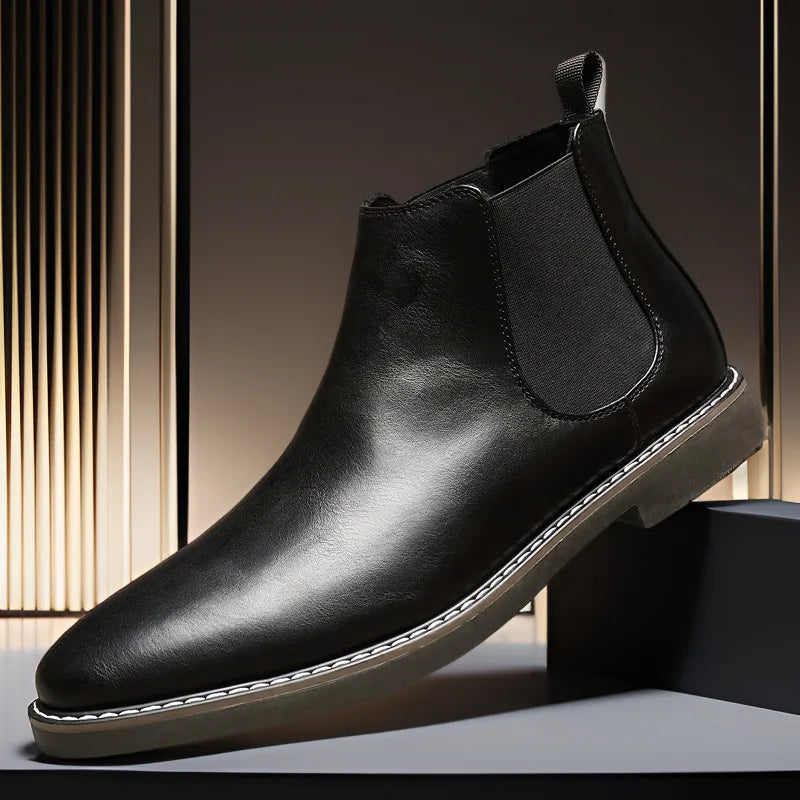 The Lothian Men's Classic Leather Slip On Chelsea Boots