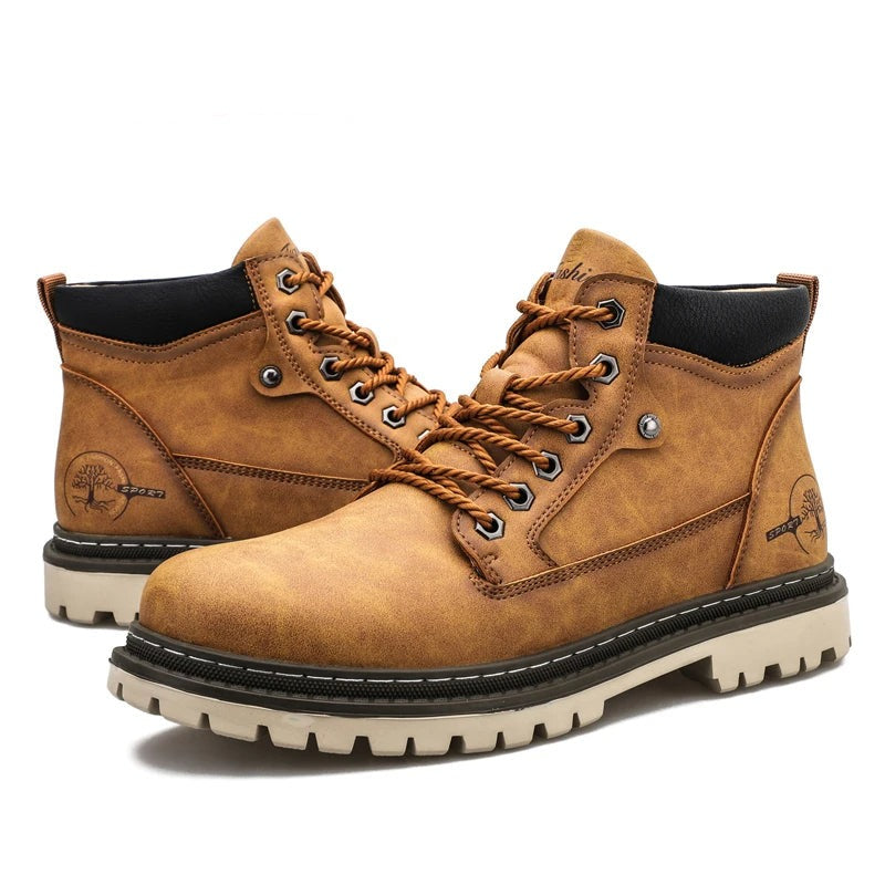 Casual Lace-Up Boots Brown