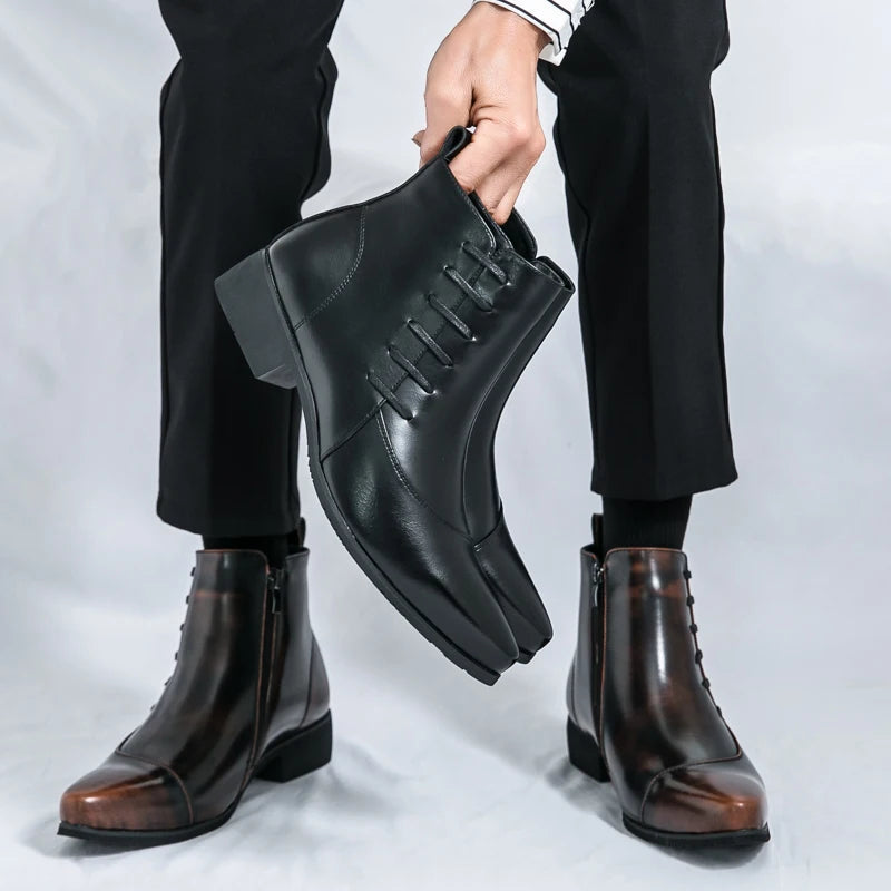 The Paisley Men's Modern Polished Leather Lace Up Chelsea Boots