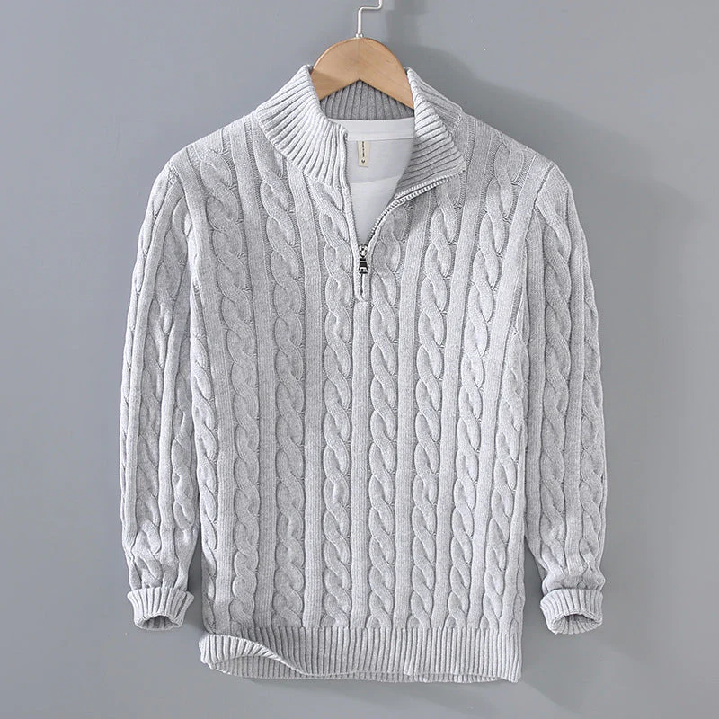 Warm Crew Neck Cable Knit Sweater for Men