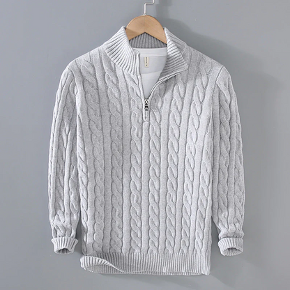 Warm Crew Neck Cable Knit Sweater for Men