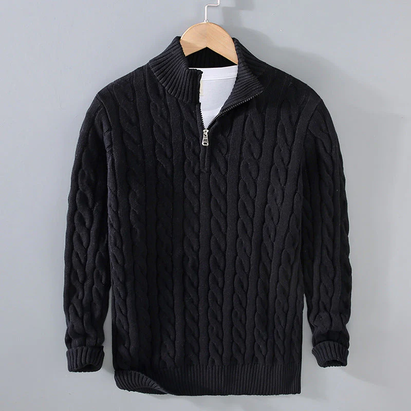 Warm Crew Neck Cable Knit Sweater for Men