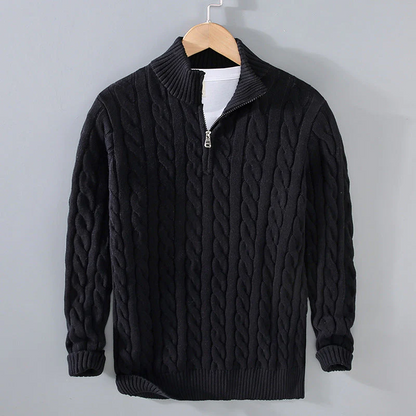 Warm Crew Neck Cable Knit Sweater for Men