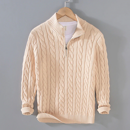 Warm Crew Neck Cable Knit Sweater for Men - BritishElegance