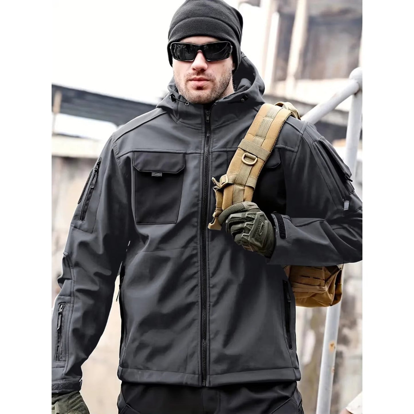 Waterproof Mens Military Jacket with Many Pockets - BritishElegance
