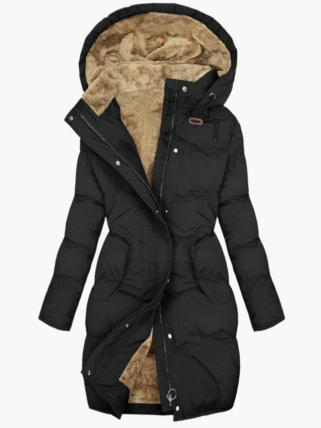 Warm Women's Parka Coat - Faux Fur Hooded Jacket