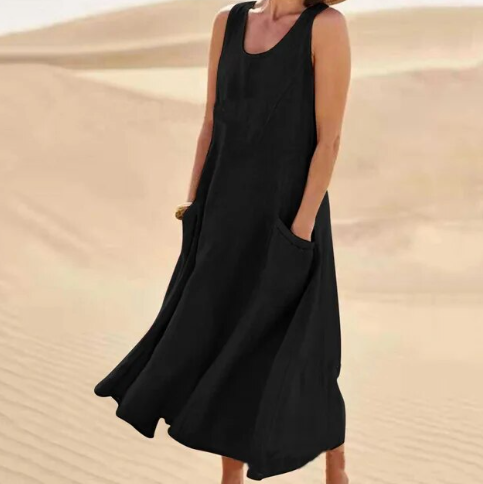 Stylish Ladies Summer Casual Dress with Pockets