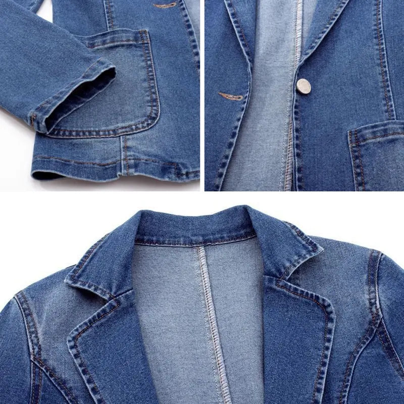 Alessia - Classic Waisted Denim Blazer