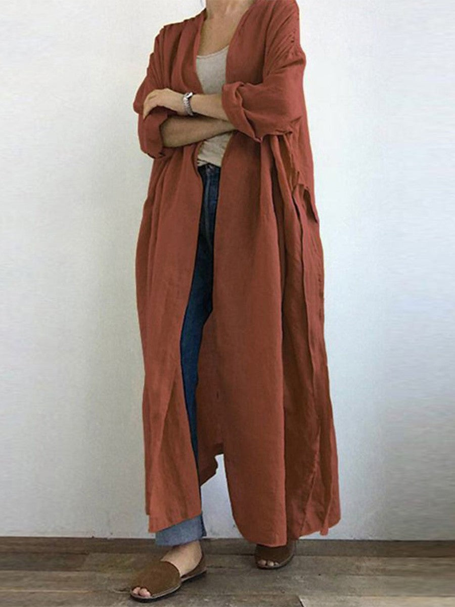 Relaxed Fit Women's Long Duster Coat - BritishElegance