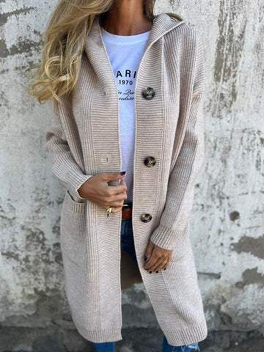 Women's Cozy Oversized Hooded Cardigan - BritishElegance