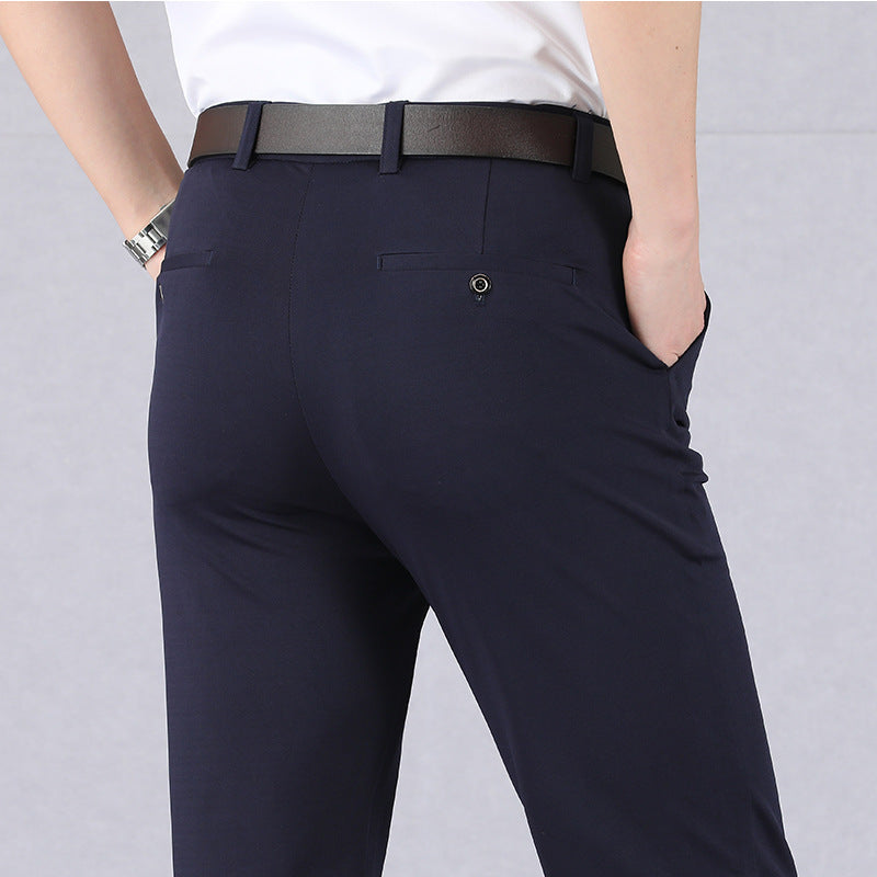 Comfortable Fit Men's Slim Stretch Trousers With Elastic Waist