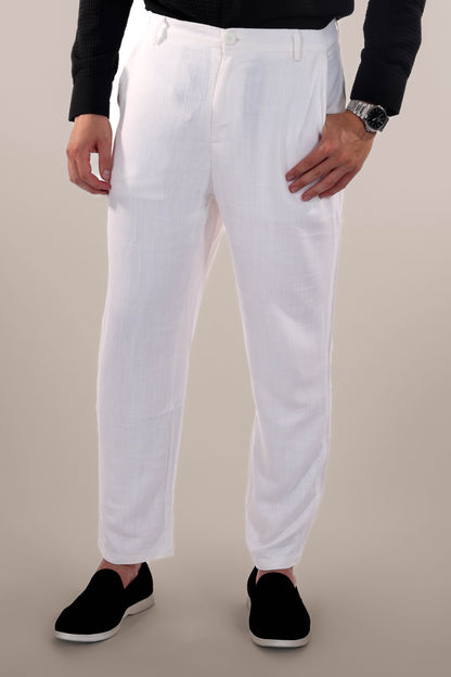 Gerry - Classic White Linen Trousers Men