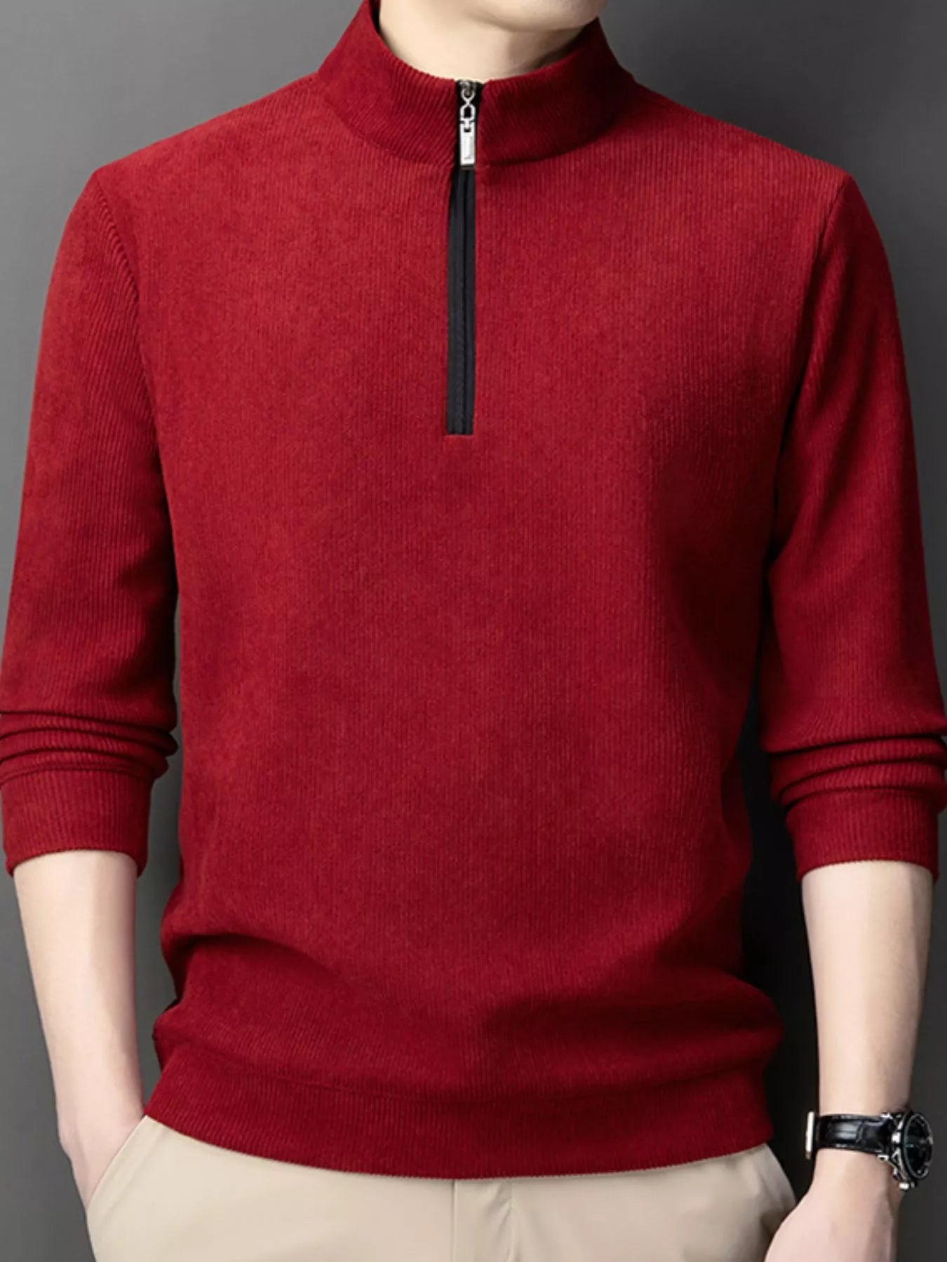 Big and Tall Corduroy Zipper Sweatshirt