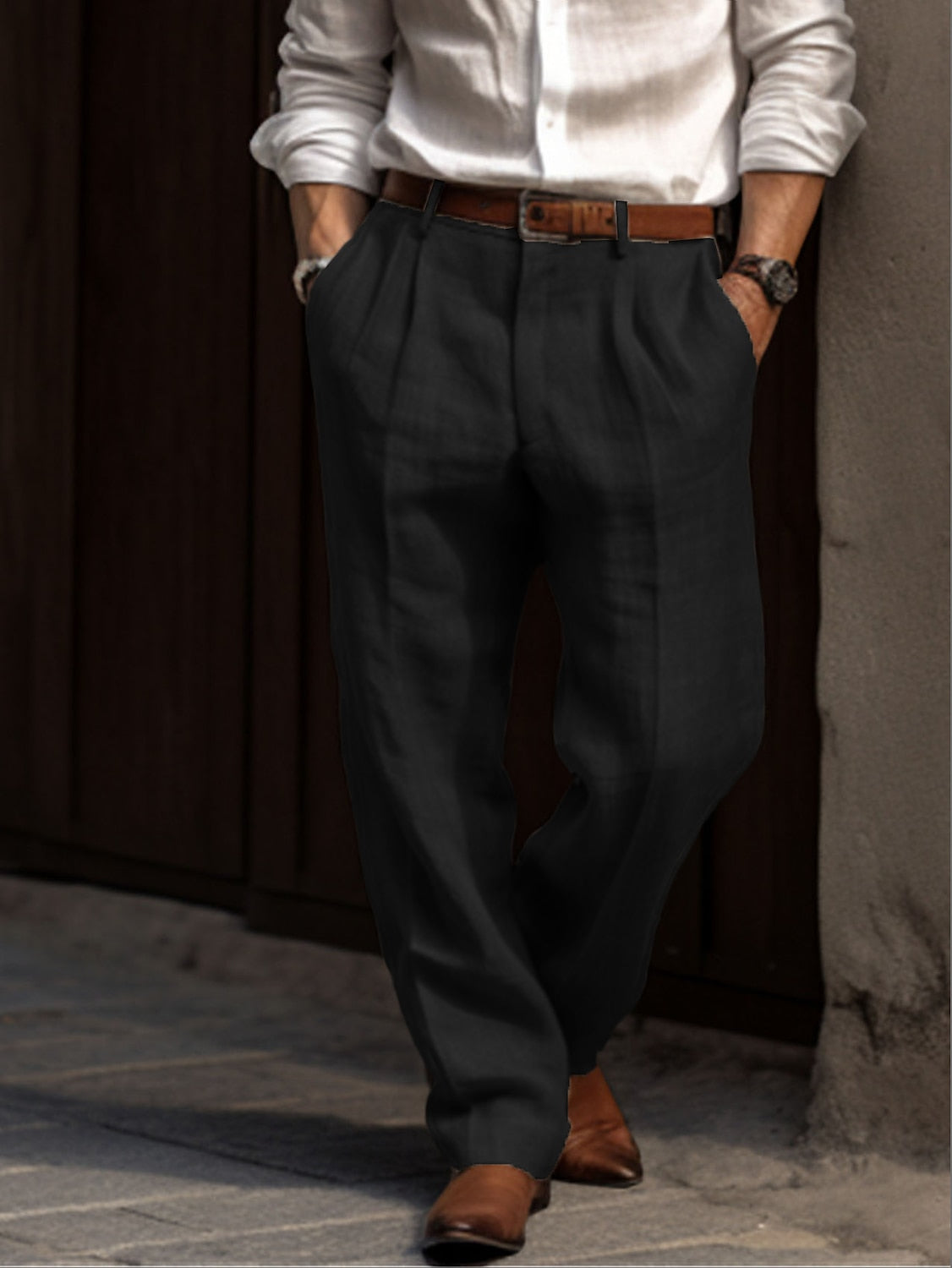 Classic Men's Linen Pants Comfort Fit Elegant Trousers