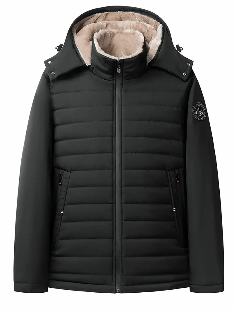 Men's Eli Warm Padded Fleece Jacket with Hood – Stylish Winter Wear