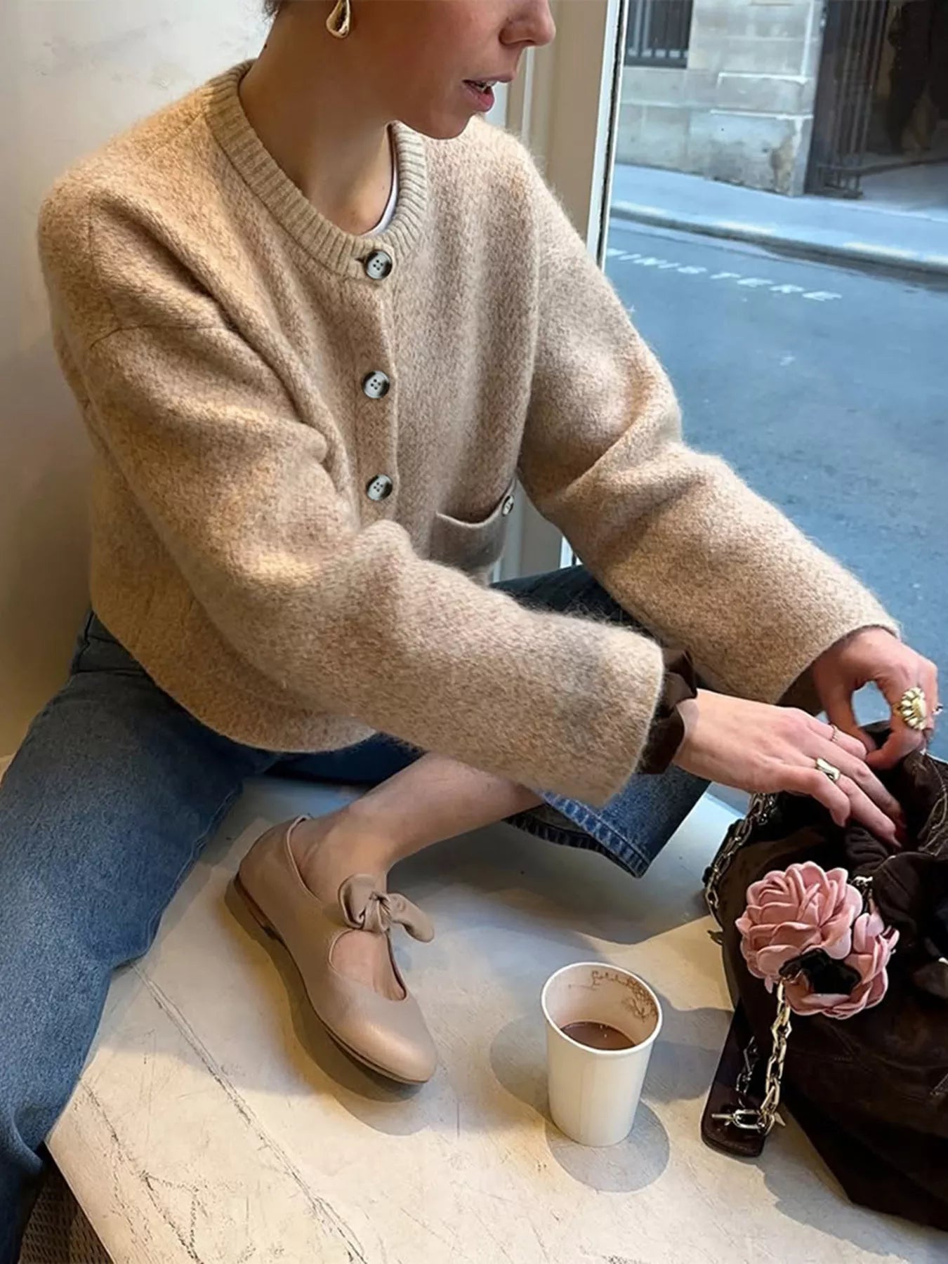 Soft Cable Knit Button Down Sweater