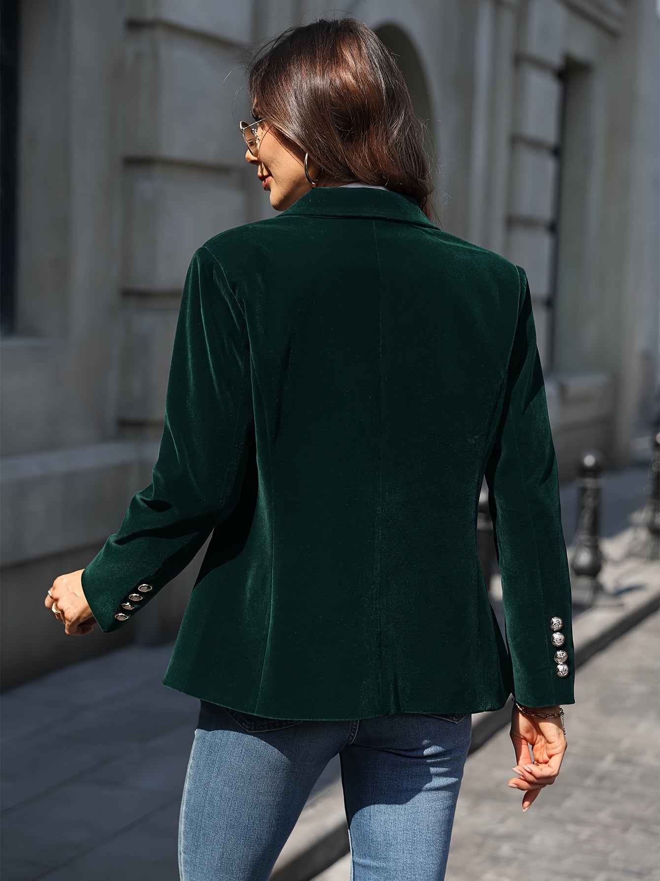 Sienna Tailored Blazer | Solid Button Front Hip-Length Blazer