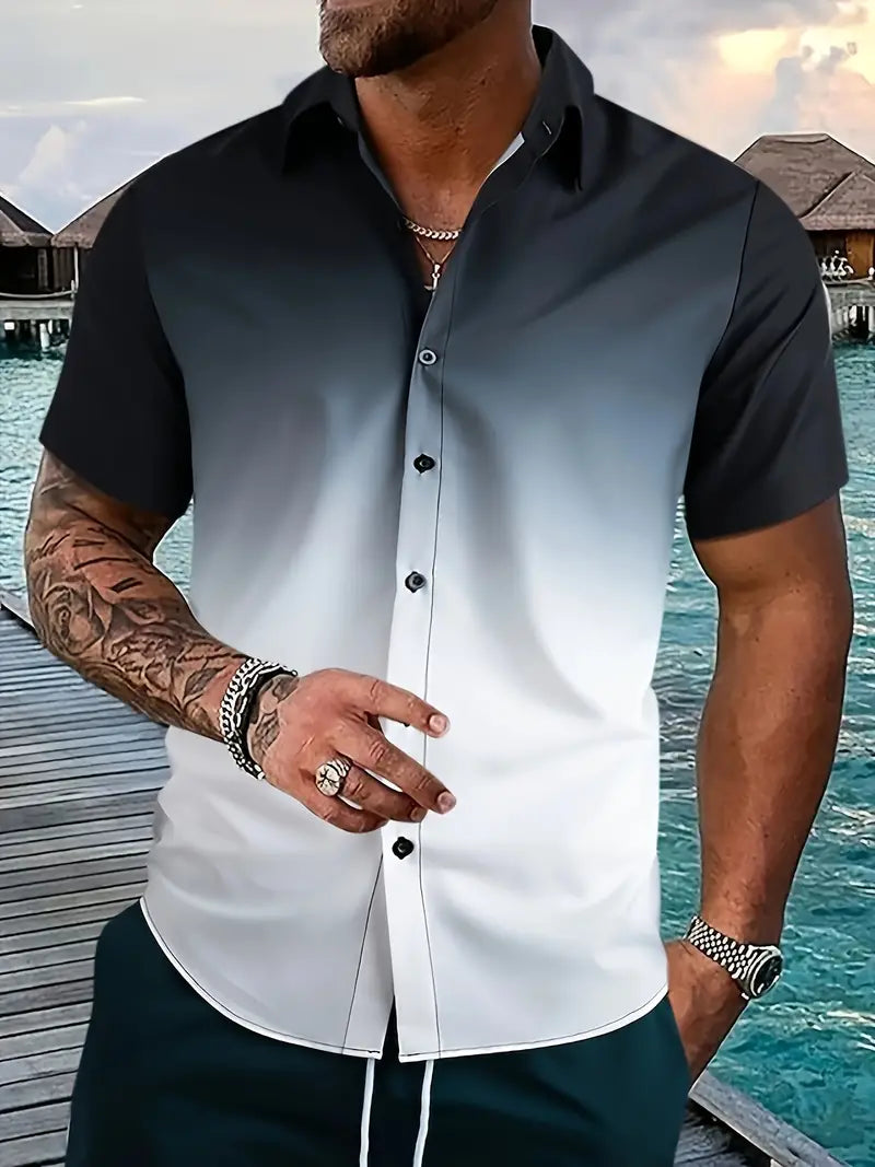 David Spring/Summer Short-Sleeve Button-Down Shirt