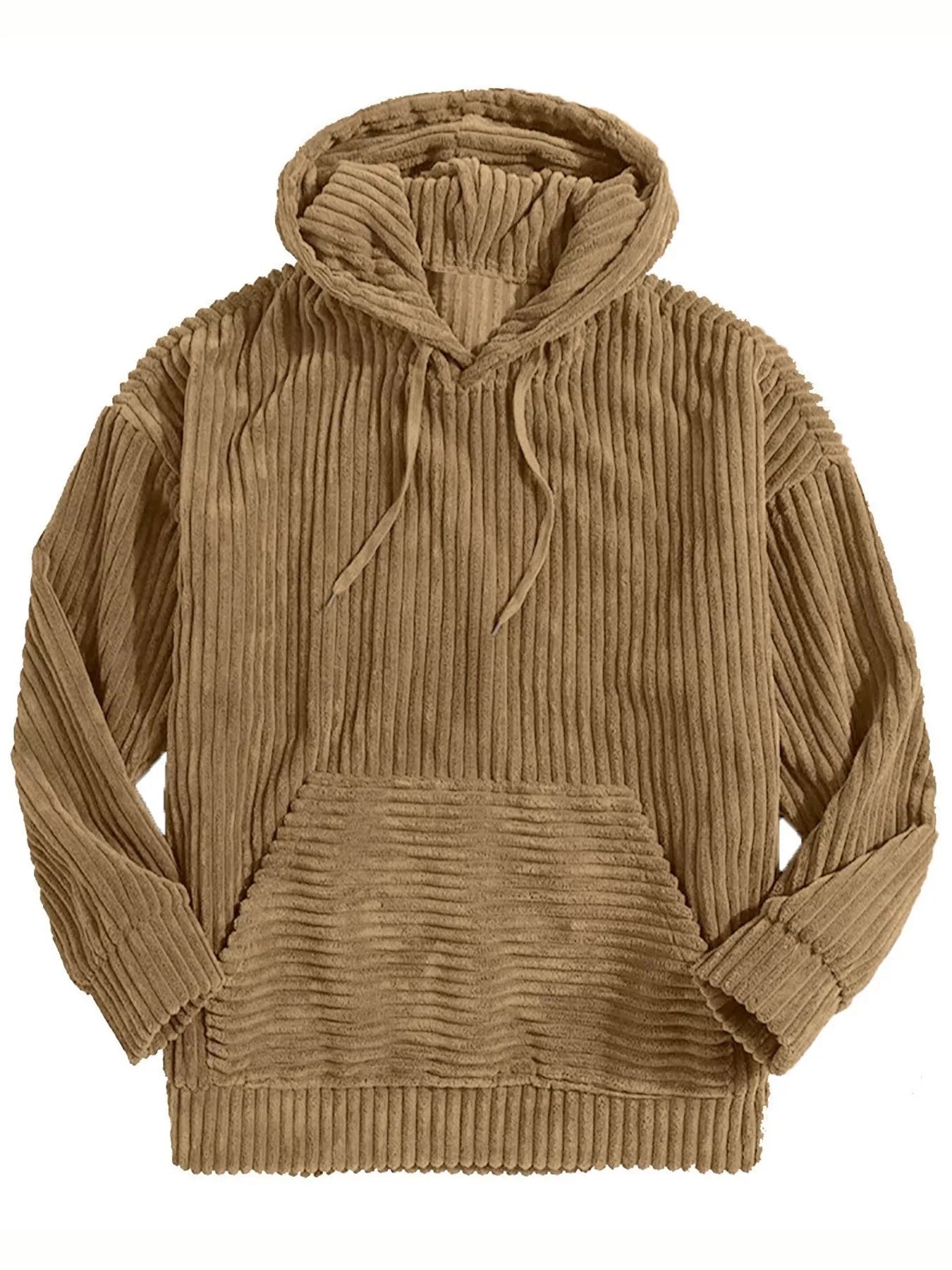 Relaxed Fit Mens Corduroy Hooded Jacket Large Size