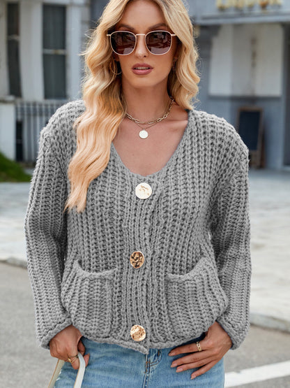 Warm Women's Knit Cardigan with Pockets